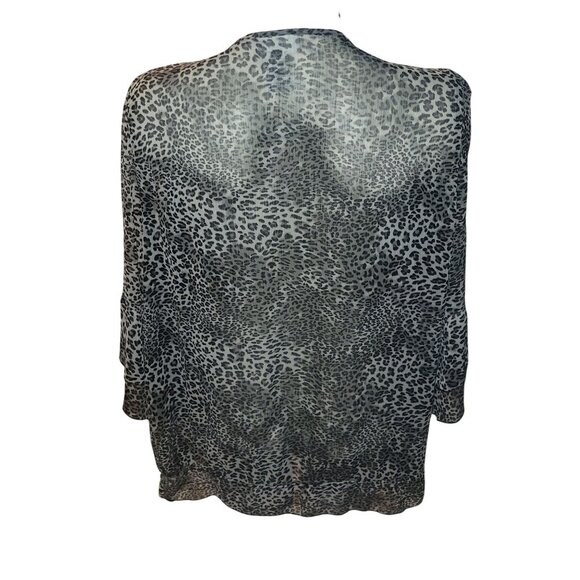 Sheer Leopard Print Tunic Top With Black Chain Trim V-Neckline Womens 2X Evoluti - Picture 5 of 6